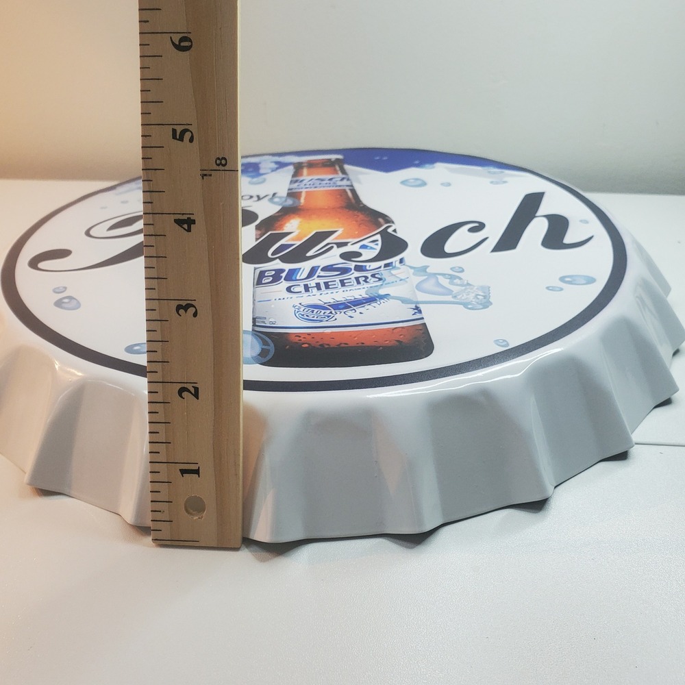 Busch Beer Metal Bottle Cap Wall Sign 14 Inch Man Cave Bar Decor New - Picture 2 of 4